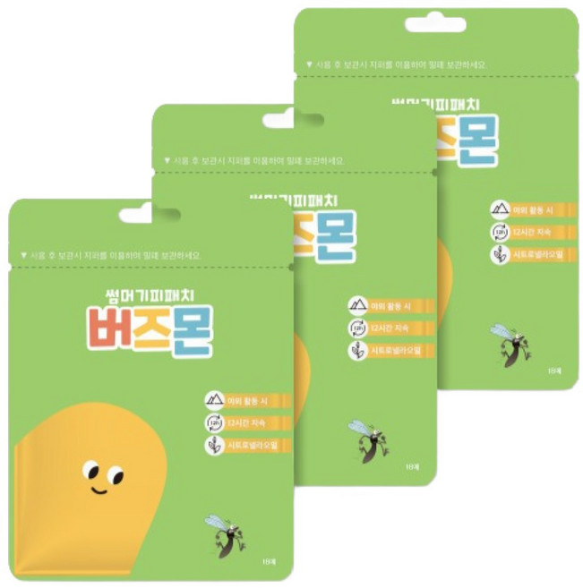 버즈몬 유아용 썸머 날벌레 기피패치 18p, 혼합색상, 3개