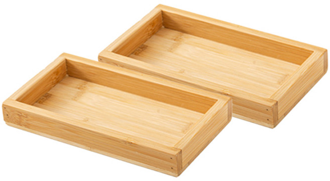 마켓피오 주방 우드 사각형 차 트레이 타입 1, 내추럴, 2개