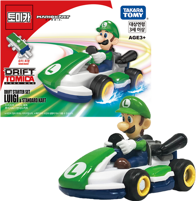 TOMICA T-ARTS KOREA 瑪利歐賽車 甩尾入門組 路易吉, 1個, 混合色