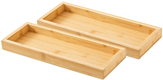 마켓피오 주방 우드 사각형 차 트레이 타입 2, 내추럴, 2개