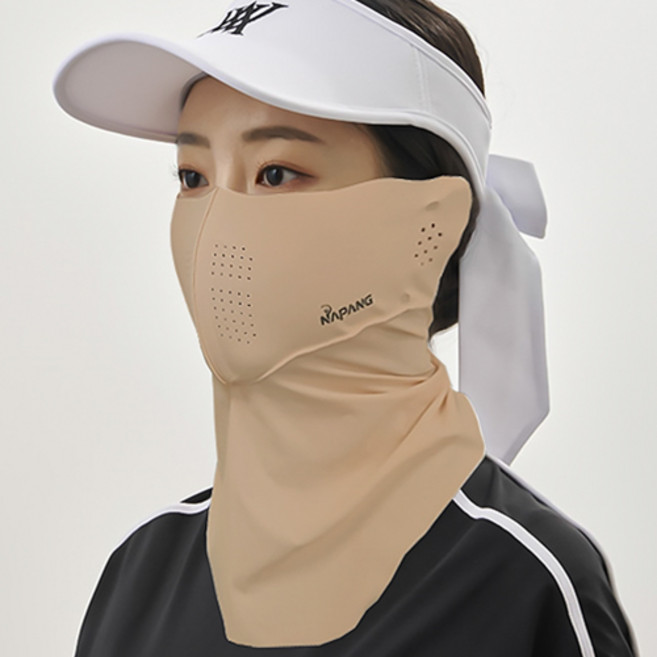 네이팡 귀덮개 넥타입 클로즈 UV 자외선차단 스포츠 골프 등산 낚시 자전거 야외활동 FACE 가드 마스크, 다크 스킨, 1개