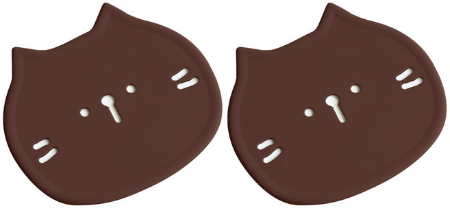 에이드엘 펀칭캣 실리콘 컵받침, 초코브라운, 2개