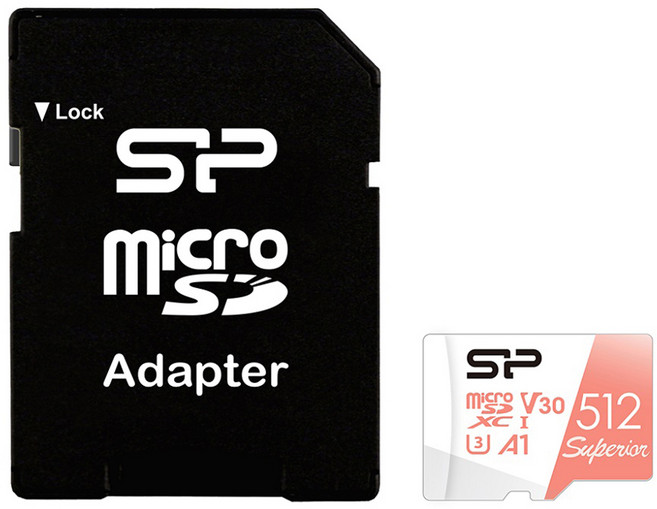 Silicon Power 廣穎電通 Superior microSDXC U3 A1 V30 4K 小卡 記憶卡 附轉卡, 512GB, 1個