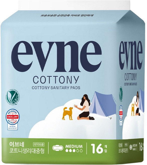 이브네 프리미엄 코트니 생리대 날개형, 중형, 16개입, 1개