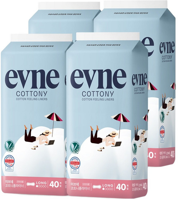 이브네 프리미엄 코트니 팬티라이너, 4개, 40개입, 롱