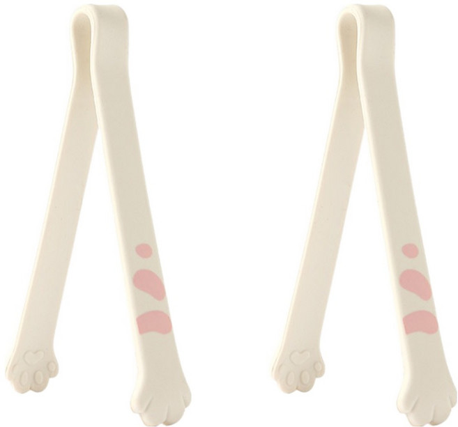 이지실리 실리콘 캐치캣 고양이 주방집게 소 12cm, 화이트, 2개