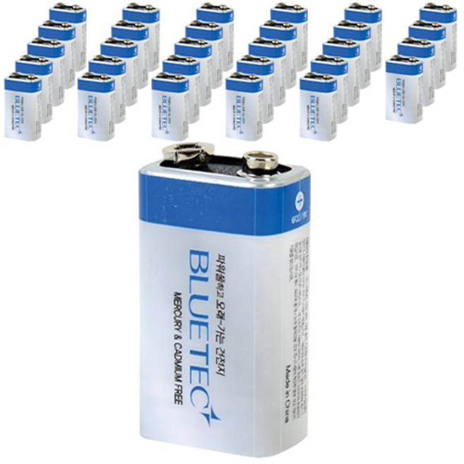 블루텍 망간 건전지 6F22 9V 401-5550, 1개입, 30개