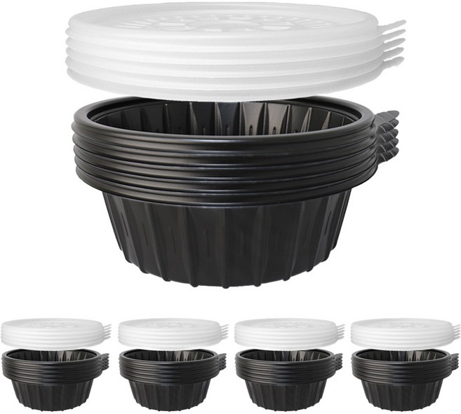 블룸엣홈 냉면 칼국수 용기 블랙 소 195 x 195 x 65 mm + 뚜껑 세트, 25세트