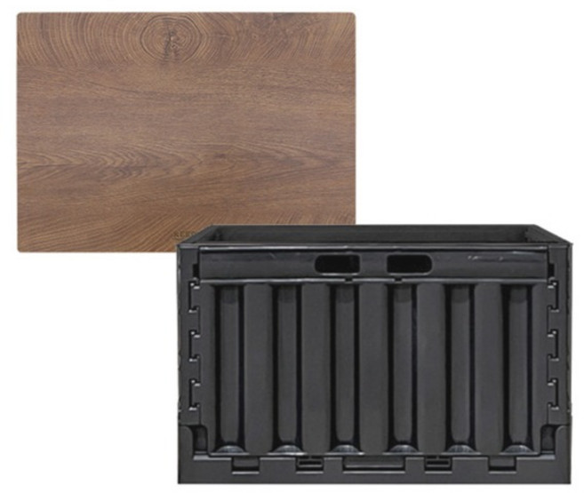 하이그라운즈 캠핑 수납 정리 접이식 오픈형 플립 폴딩 박스 63L + 상판 세트, 다크그레이, 1세트, 1단