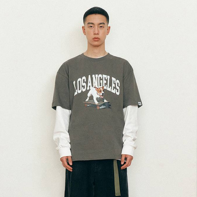 VISION STREET WEAR Puppy T恤 VS2202ST07, 炭灰色(VS2202ST07CH)