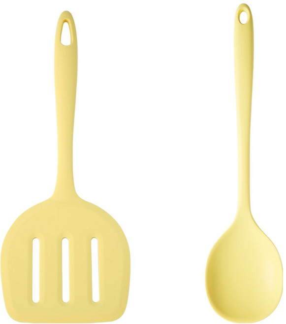 이지실리 실리콘 조리도구 2종 세트, 옐로우, 1세트, 부침개 대왕 뒤집개 + 볶음요리 왕스푼 대