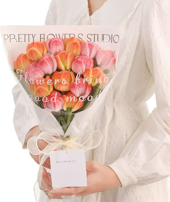 에버리즈 모루 꽃다발 DIY 세트, 1세트, 03 피치 튤립