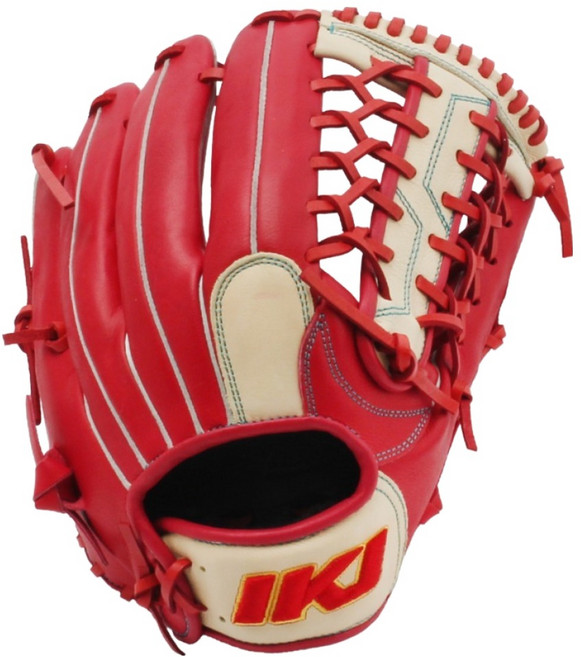 IKJ 외야 글러브 우투용 GR BP-825 + 주머니, RED + CAMEL, 1개