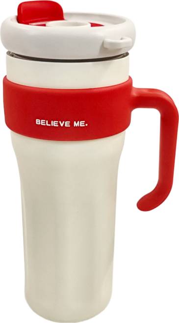 理享家 316不鏽鋼 超巨大容量 吸管保溫杯/保溫瓶 8.8 x 27cm, 紅白色, 1.25L, 1個