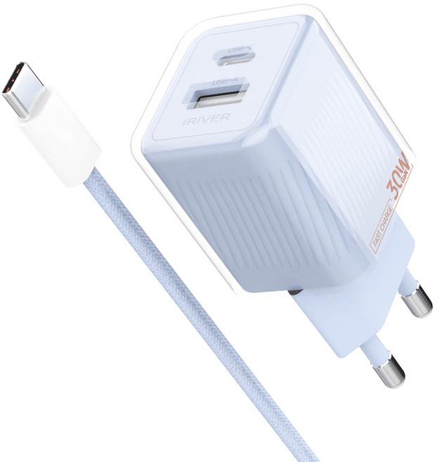 아이리버 30W 2포트 초고속 트윙클 가정용 충전기 IHA-GAN30WD, 라벤더퍼플, 1개