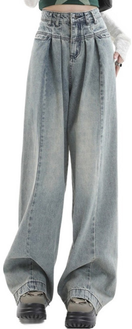 시크힐즈 여성용 하이웨스트 와이드 데님 청바지 00006