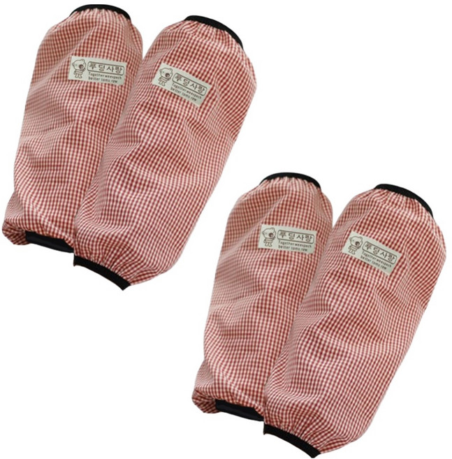 타미나요 체크 작업용 팔토시 2세트, 레드