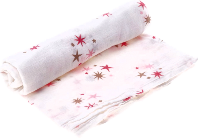 Shufeier 舒霏兒 多功能紗布包巾 寢具/蓋被/紗布巾/嬰兒包巾/小被被/推車蓋毯/空調毯, 粉色星星