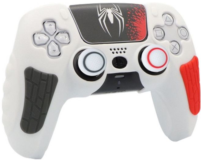 호후 플스5 PS5 프로 슬림 컨트롤러 듀얼센스 엘리츠 실리콘 그립 케이스, 스파이더 화이트, 1개