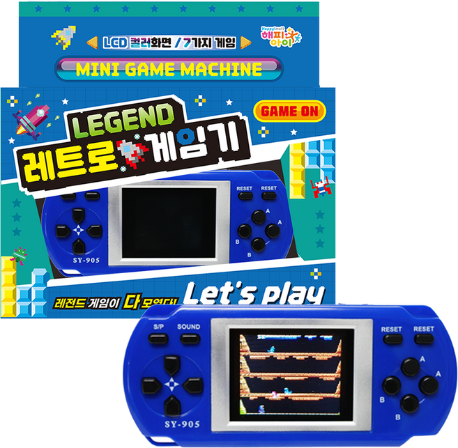 해피아이몰 레전드 레트로 휴대용 미니 게임기, 블루, 1개