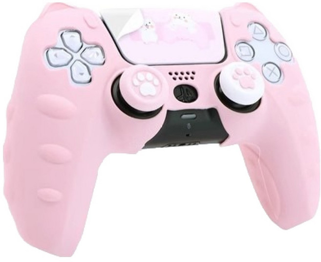 호후 플스5 PS5 프로 슬림 컨트롤러 듀얼센스 엘리츠 실리콘 그립 케이스 고양이귀, 핑크, 1개