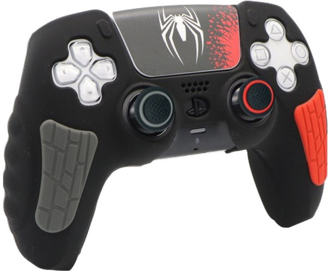호후 플스5 PS5 프로 슬림 컨트롤러 듀얼센스 엘리츠 실리콘 그립 케이스, 스파이더 블랙, 1개