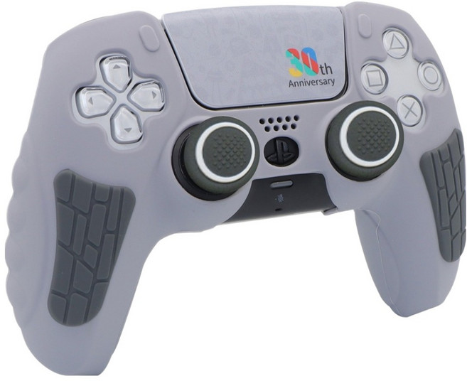 호후 플스5 PS5 프로 슬림 컨트롤러 듀얼센스 엘리츠 실리콘 그립 케이스, 30주년 그레이, 1개