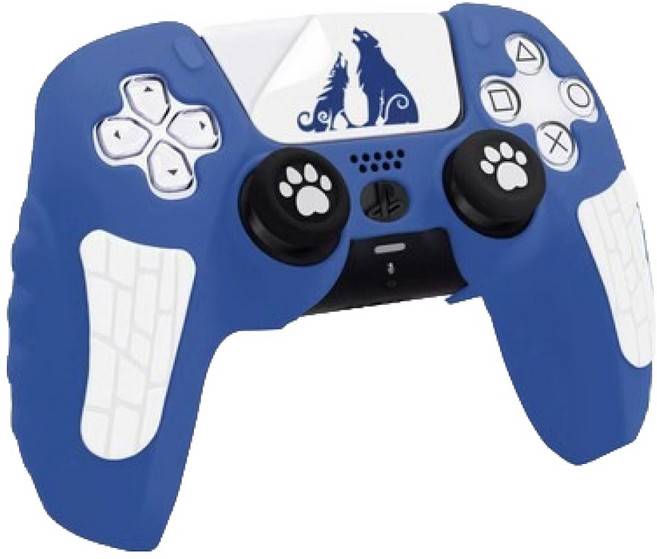 호후 플스5 PS5 프로 슬림 컨트롤러 듀얼센스 엘리츠 실리콘 그립 케이스, 투톤 아레스 불루, 1개