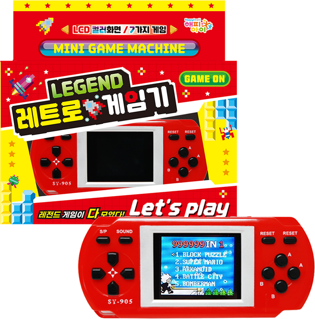 해피아이몰 레전드 레트로 휴대용 미니 게임기, 레드, 1개