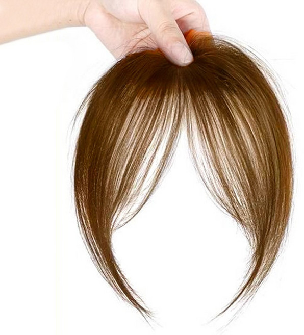 벨르슈브 자연스러운 3D 여신앞머리 옆머리 볼륨 정수리 커버 가발 인모 수제작 20cm, 라이트브라운, 1개