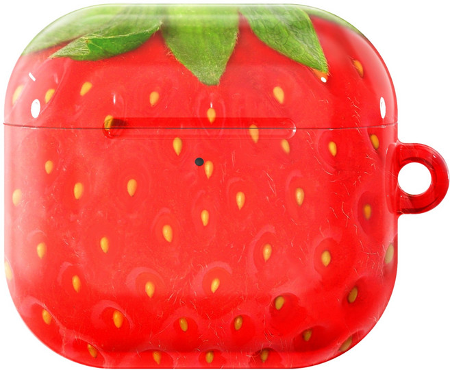 머큐리 싱싱마트 에어팟 유광 하드 케이스 에어팟 4세대, 딸기, 1개