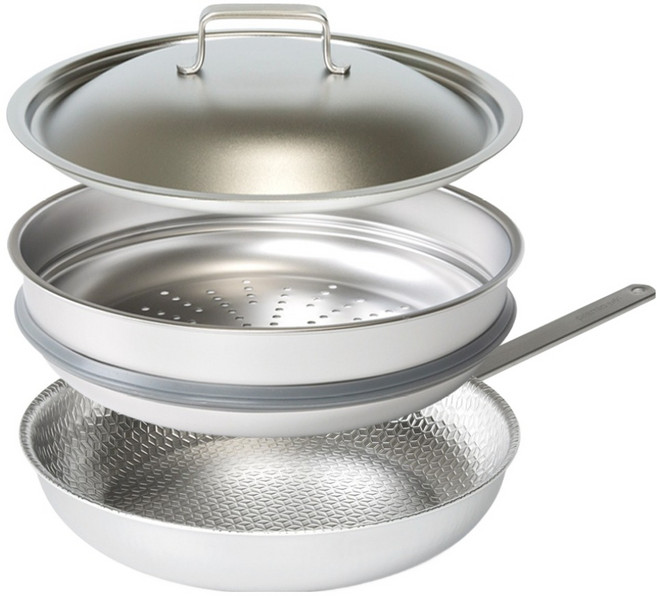 키친아트 인덕션 프리미오 316c 5ply 무연마재 엠보 프라이팬 세트 3개, 혼합색상, 1세트, 후라이팬 28cm + 뚜껑 + 찜냄비 28cm