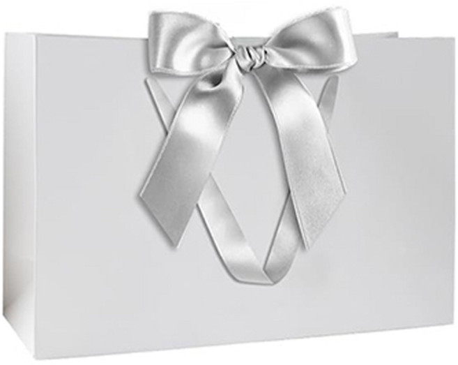 마켓감성 고급 리본 종이가방, 화이트, 8개