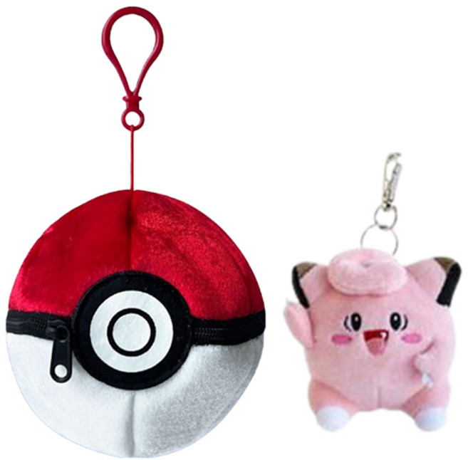 포켓몬스터 몬스터볼 파우치 + 8cm 마스코트 키링 세트, 랜덤발송(키링), 1세트, 13cm