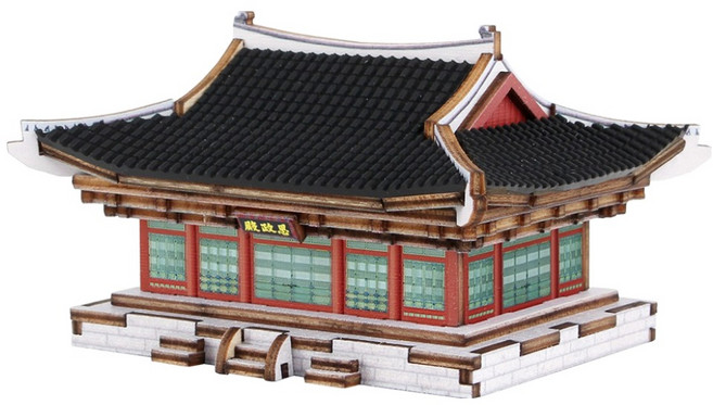 영공방 DIY 우드 모형 미니 사정전 입체 퍼즐, 혼합색상, 1개