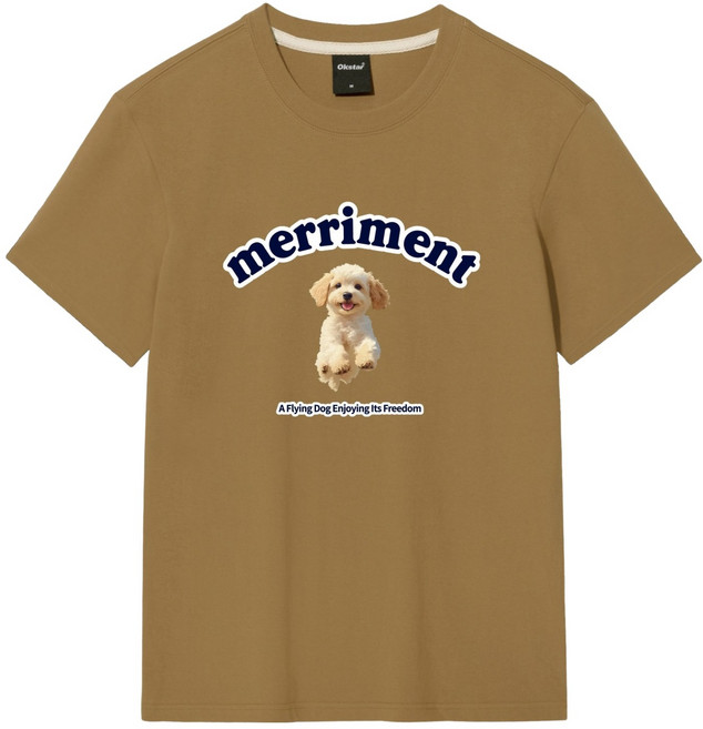 okstar 男女通用 Merryment 短袖 T恤 5TS011, 米色