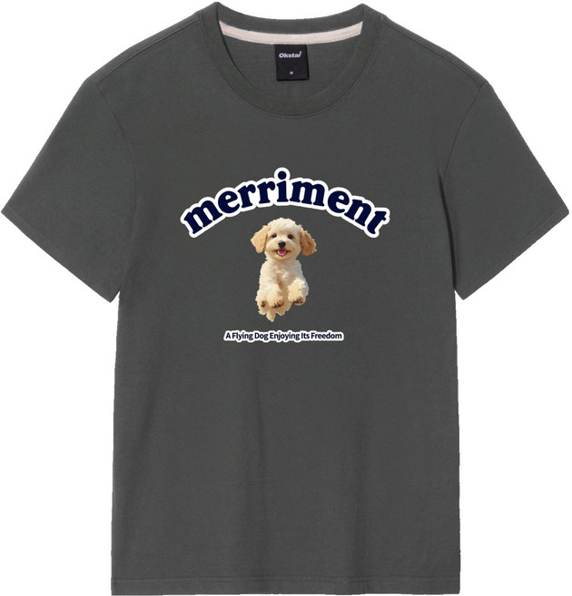 okstar 男女通用 Merryment 短袖 T恤 5TS011, 深灰色