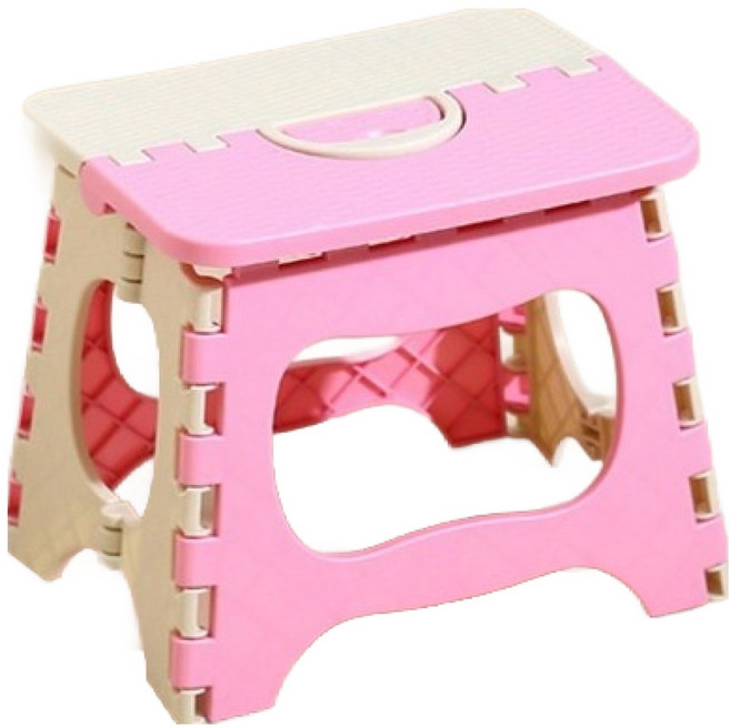 앞날창창 야외 접이식 간이 경량 의자 스툴 M, 핑크, 1개