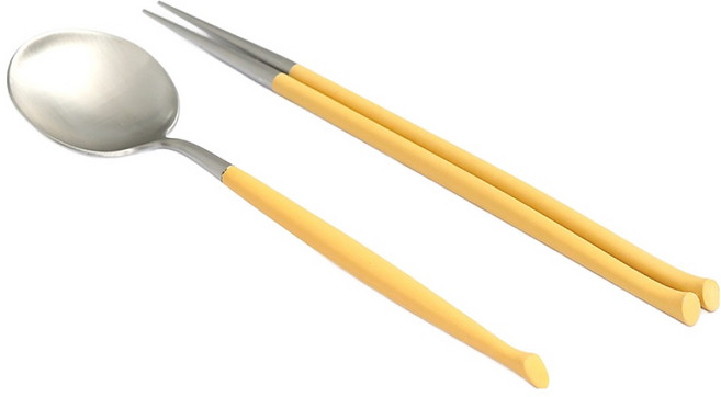 크리스테마 웨이브 수저세트, 옐로우, 1세트, 숟가락 + 젓가락