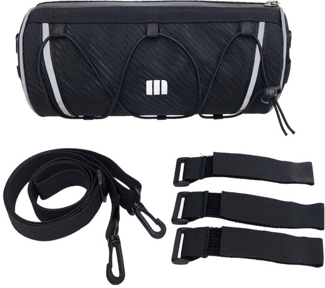 엠모터스 원통형 자전거 프론트백, 블랙, 1개