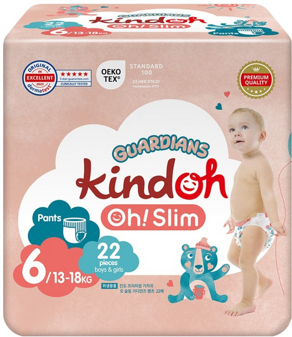 킨도 오슬림 가디언즈 팬티형 기저귀, 6단계, 22매