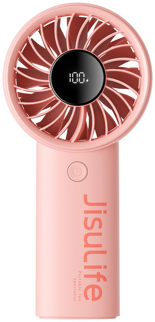지수라이프 LED 미니 휴대용 무선 선풍기, Handheld Fan Life4, Pastel Pink