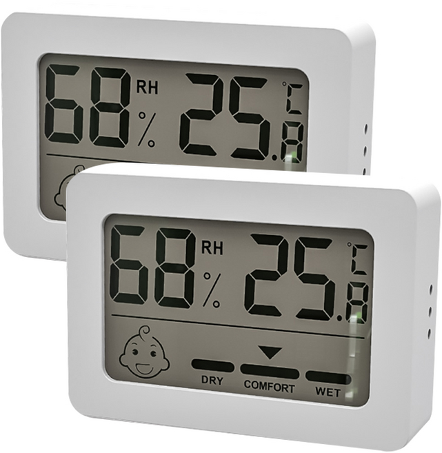 小麥購物 迷你笑臉溫濕度計 G805 25g, 2個, 白色