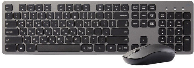 오아 무선 콤보 일반형 무소음 키보드 + 마우스 세트, 메탈그레이, OKBD-001BK, 제조사축