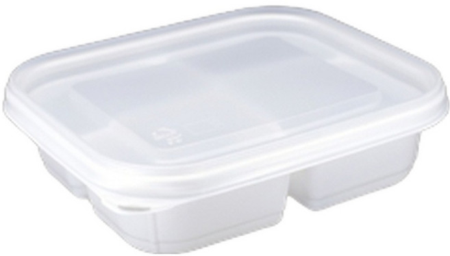 스완 사각 미니 죽용기 3칸 50p + 뚜껑 50p 세트 백색, 1세트