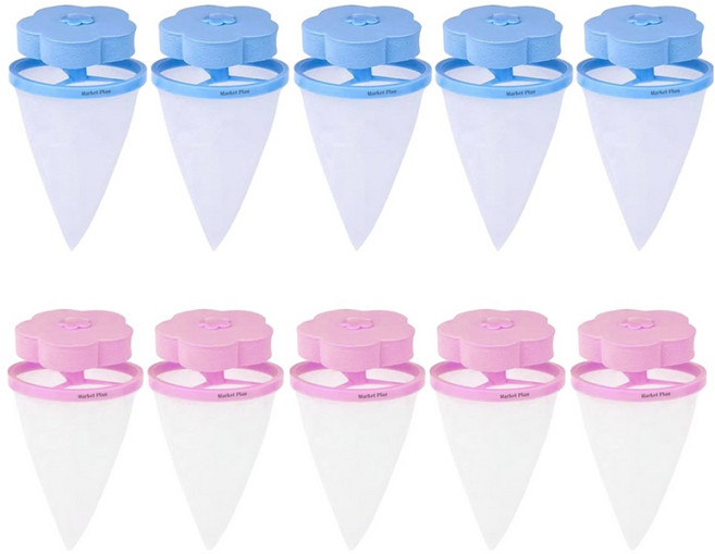 마켓플랜 세탁기 플라워 먼지 거름망 2종 x 5p 세트, 블루, 핑크, 1세트
