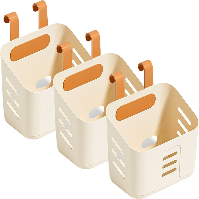 小麥購物 懸掛收納籃, 黃色, 3個