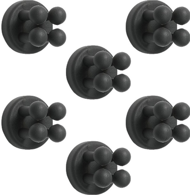 블럭마트 접착식 다용도 실리콘 칫솔 면도기걸이, 블랙, 6개