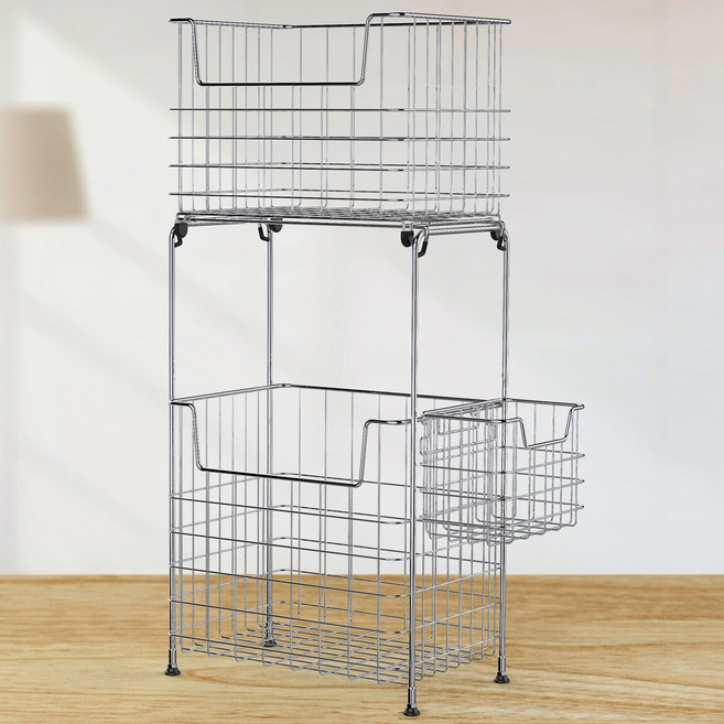 스타픽스 세탁물 바구니 고정식 풀세트, 실버