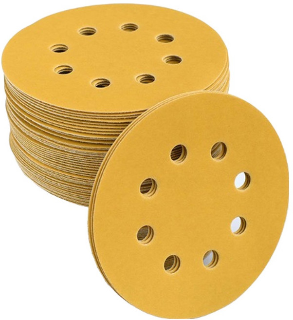 OON 8홀 원형 샌딩 페이퍼 골드 60방, 50개